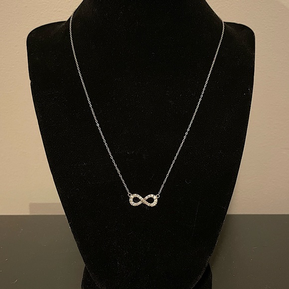 Sterling Silver Infinity Ring Necklace with Cubic Zirconia - Picture 1 of 3
